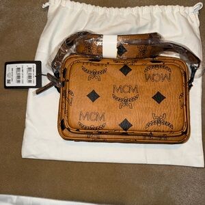 MCM Brown Crossbody Bag with Black Accents